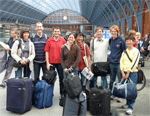 David KIngsley's stickleback crew returning from Leicester meeting in London station in 2009.